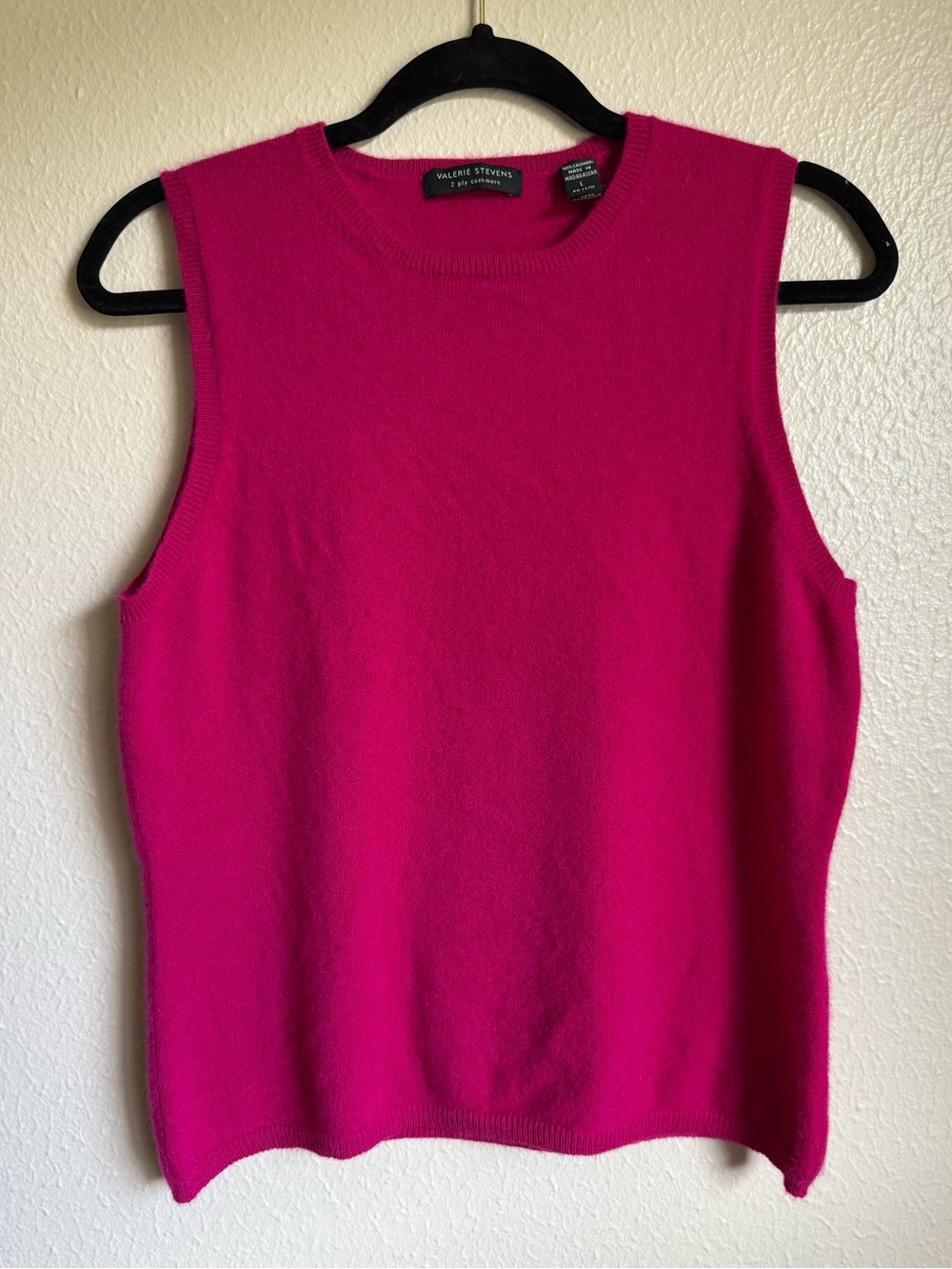 Valerie Stevens magenta cashmere vest